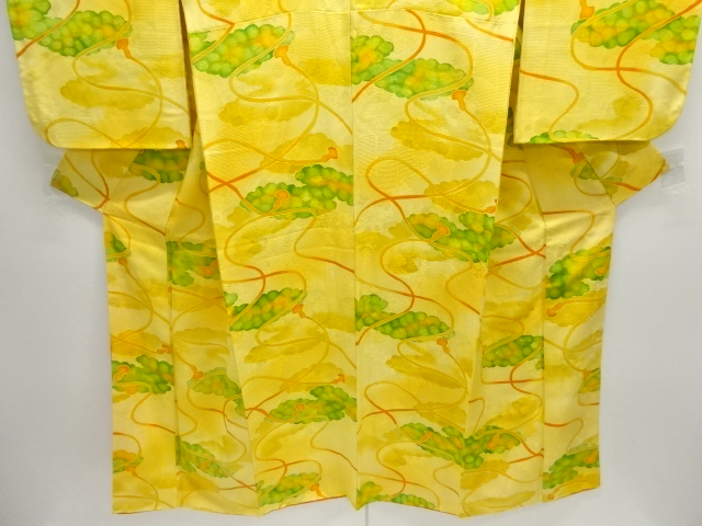  雲に組紐模様小紋着物